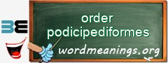 WordMeaning blackboard for order podicipediformes
